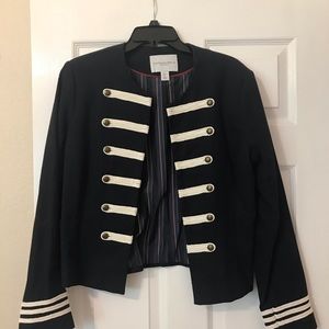 Navy blue and cream trim blazer